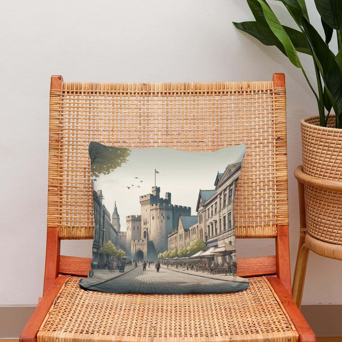 Cardiff Castle Street Cotton Cushion