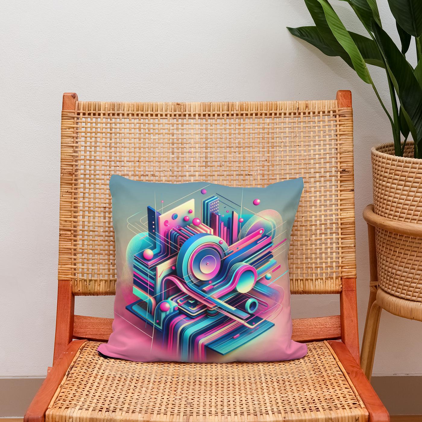 A Neon Abstract Symphony Cotton Cushion