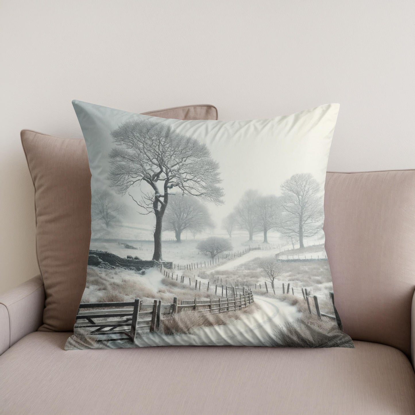 Winter Countryside Cotton Cushion
