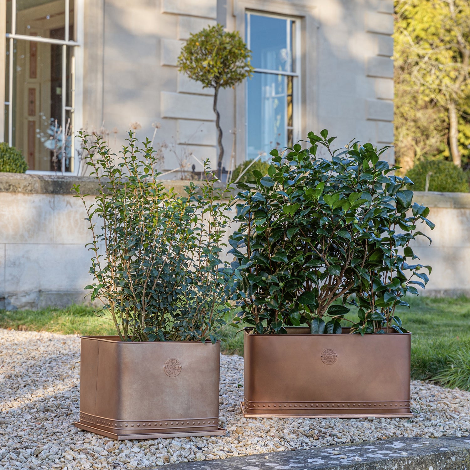 TheFoalyard Ivyline Kew Royal Botanic Gardens Aged Copper Regency Outdoor Trough Planter