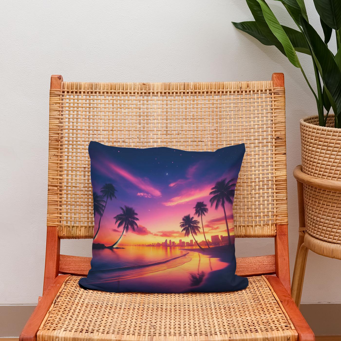 Miami Sunset Serenity Cotton Cushion