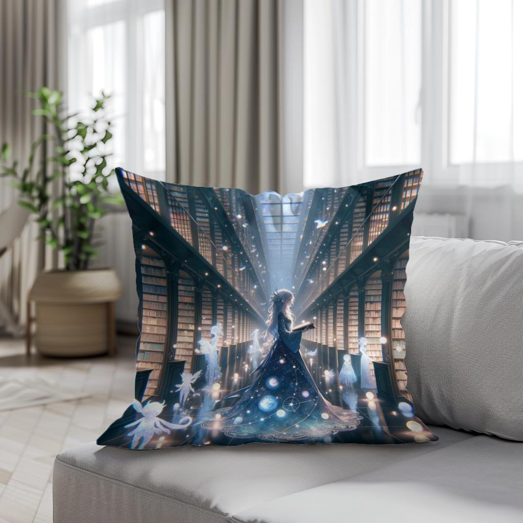 Celestial Librarian's Realm Cotton Cushion
