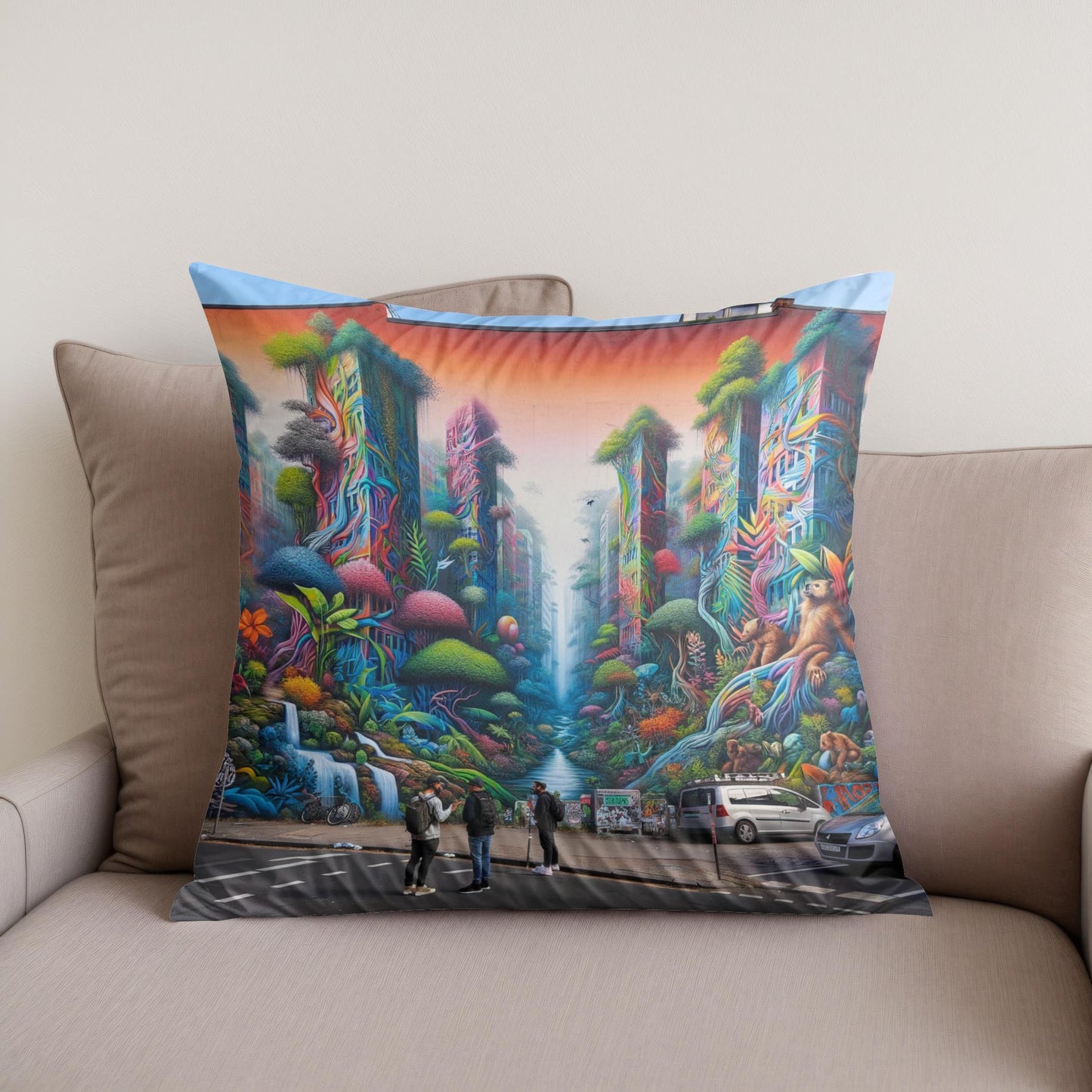 Jungle Mural Dialogue Cotton Cushion