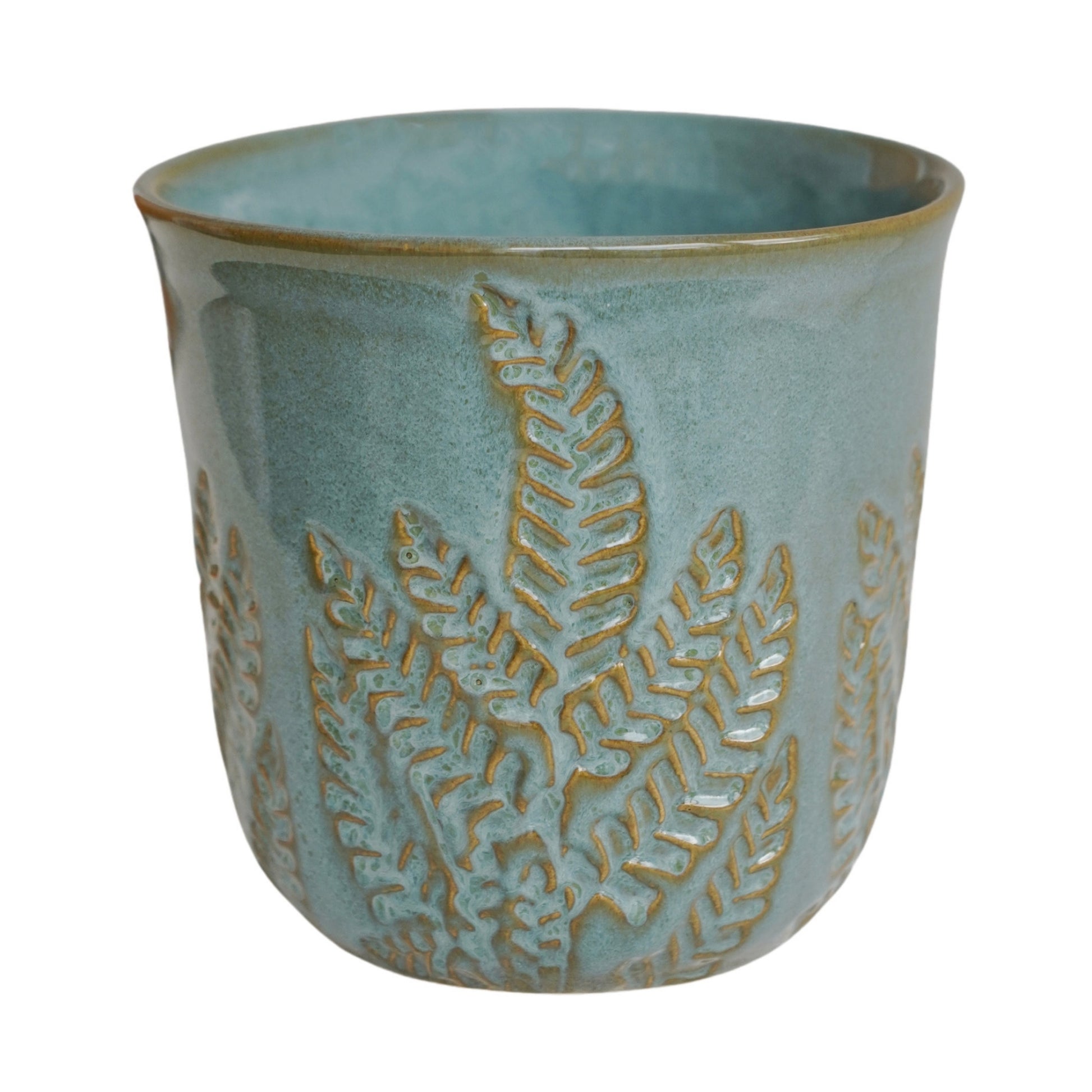 TheFoalyard Ivyline Kew Royal Botanic Gardens Embossed Fern Teal Planter