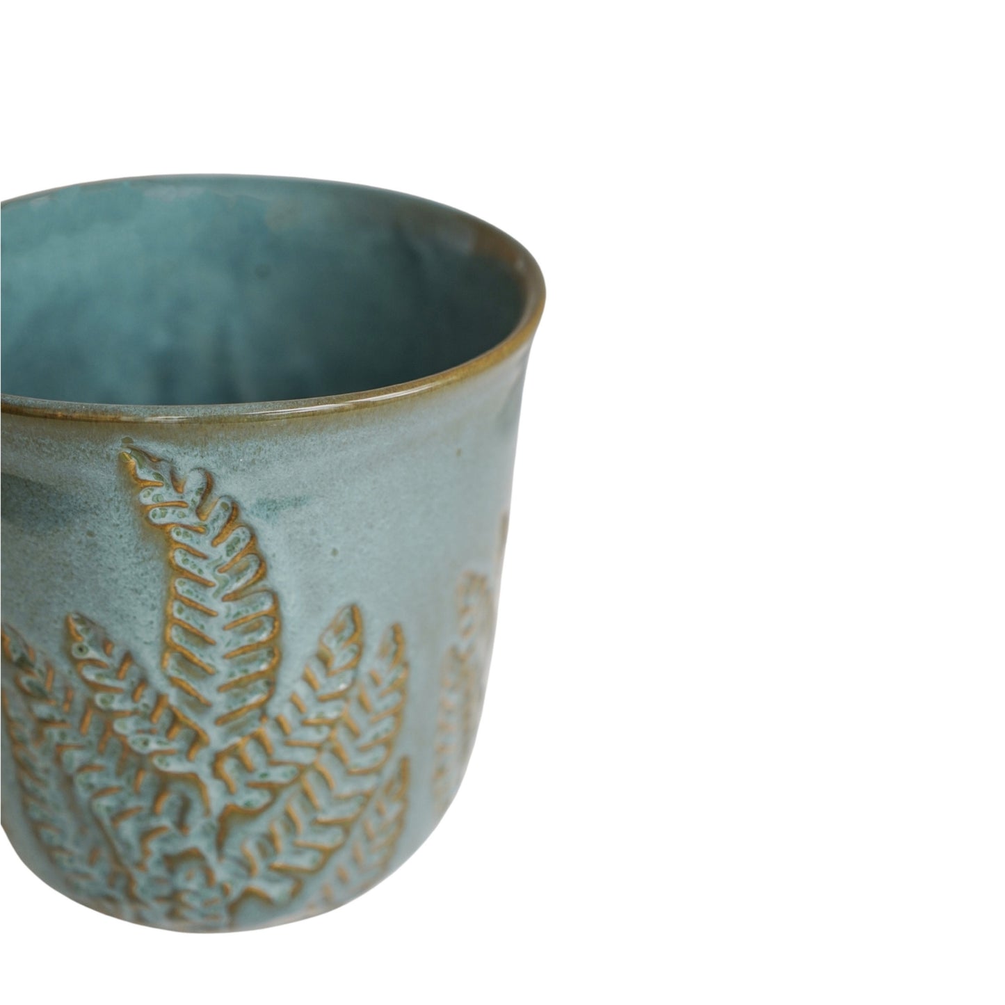 TheFoalyard Ivyline Kew Royal Botanic Gardens Embossed Fern Teal Planter