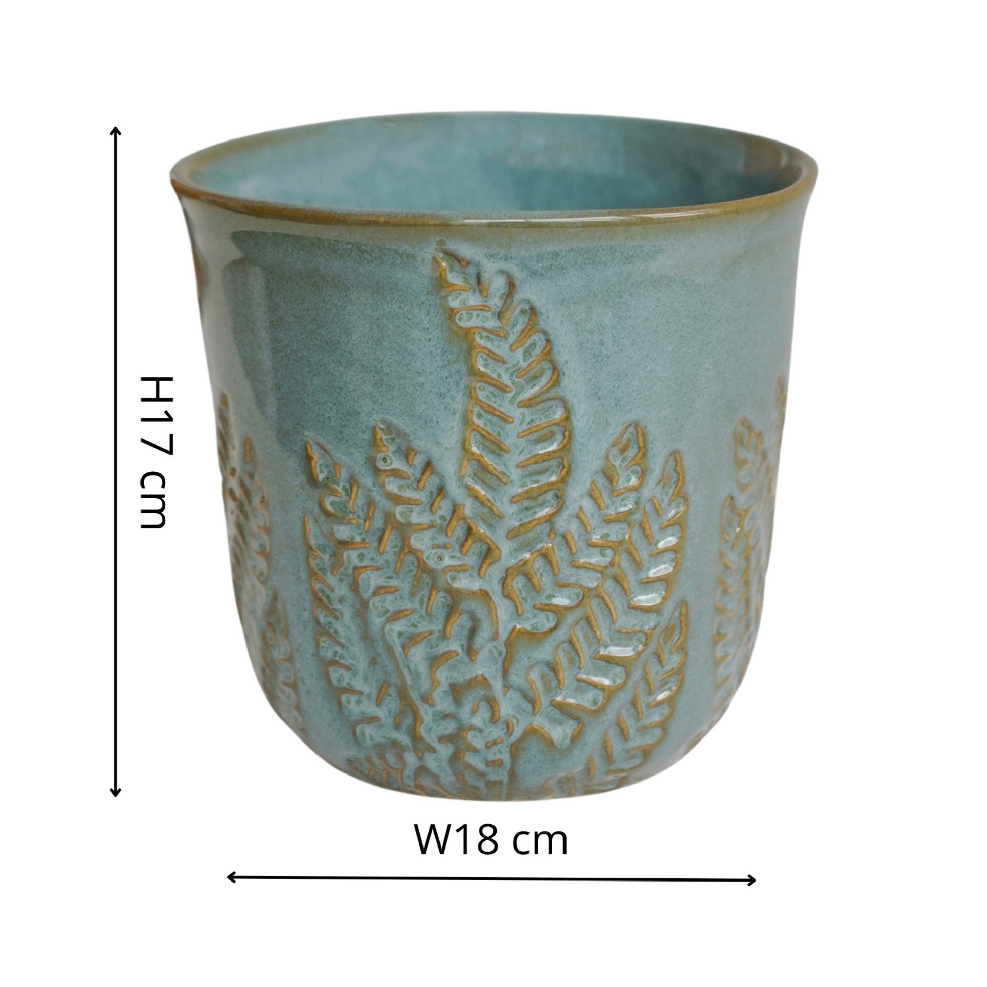 TheFoalyard Ivyline Kew Royal Botanic Gardens Embossed Fern Teal Planter