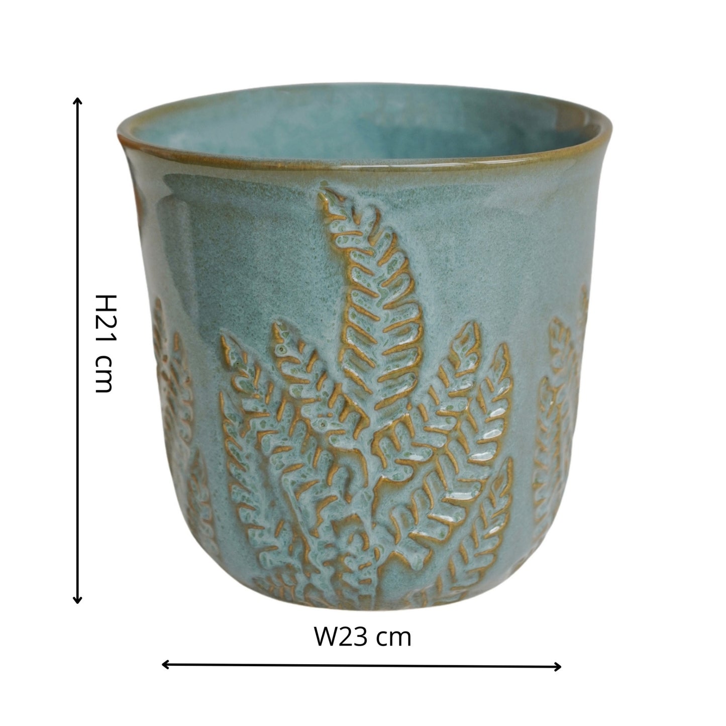 TheFoalyard Ivyline Kew Royal Botanic Gardens Embossed Fern Teal Planter