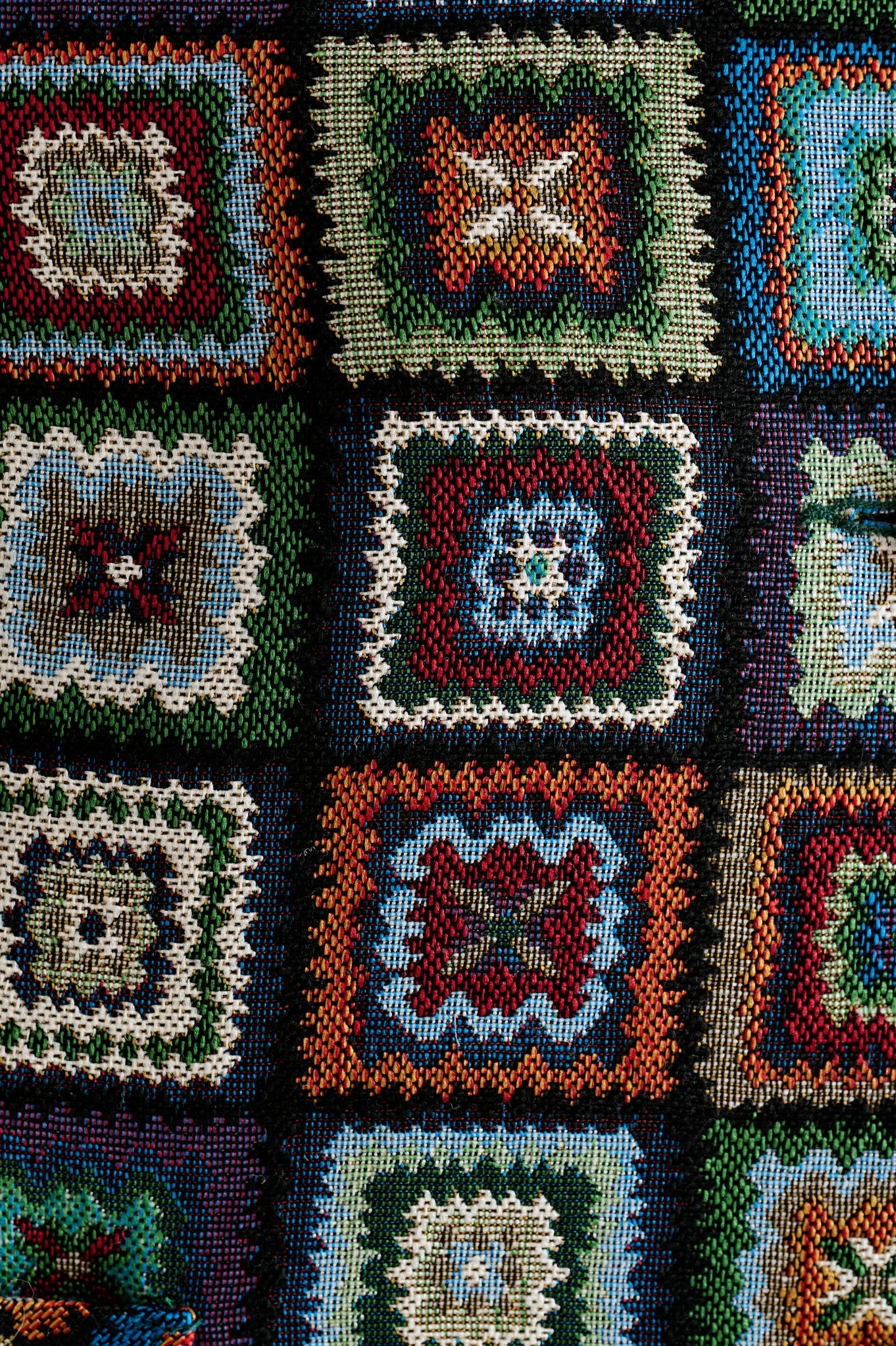 Delphia 70'S Patch Jacquard Fur Trim Coat – Multicoloured