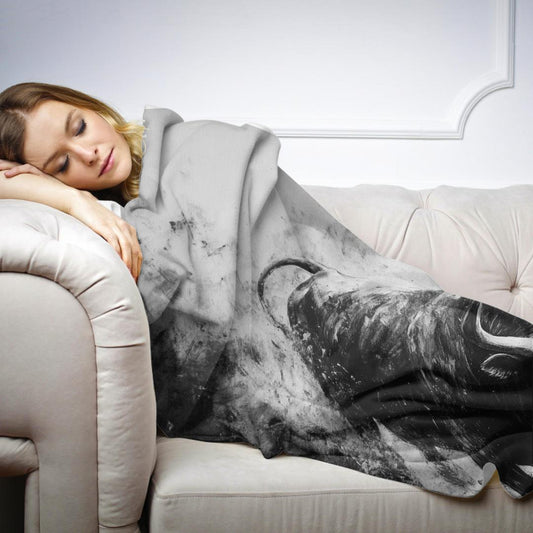 Monochrome Bull Charge Blanket