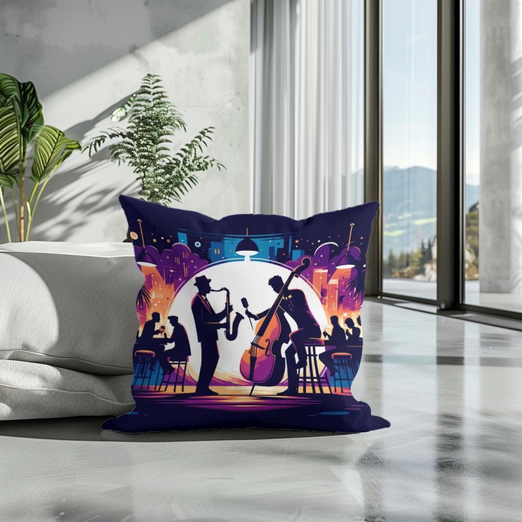 Midnight Jazz Rhythms Cotton Cushion