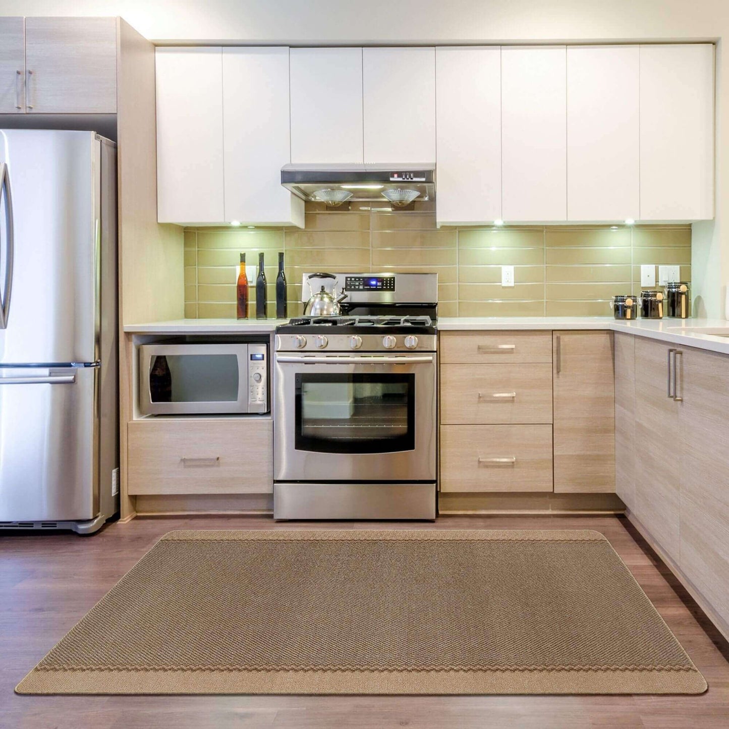 Washable Bordered Beige Rug  | 116B