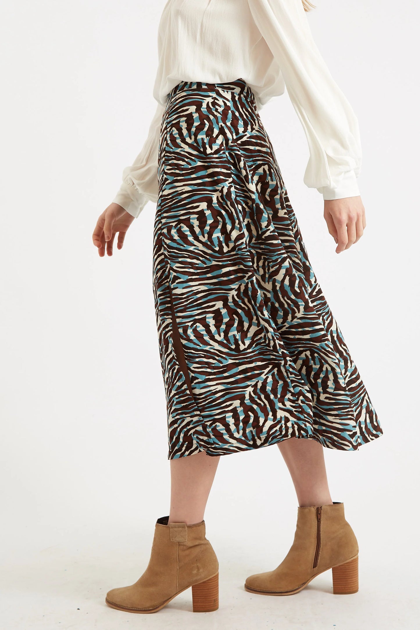 Kiyo Roar Print Midi Skirt