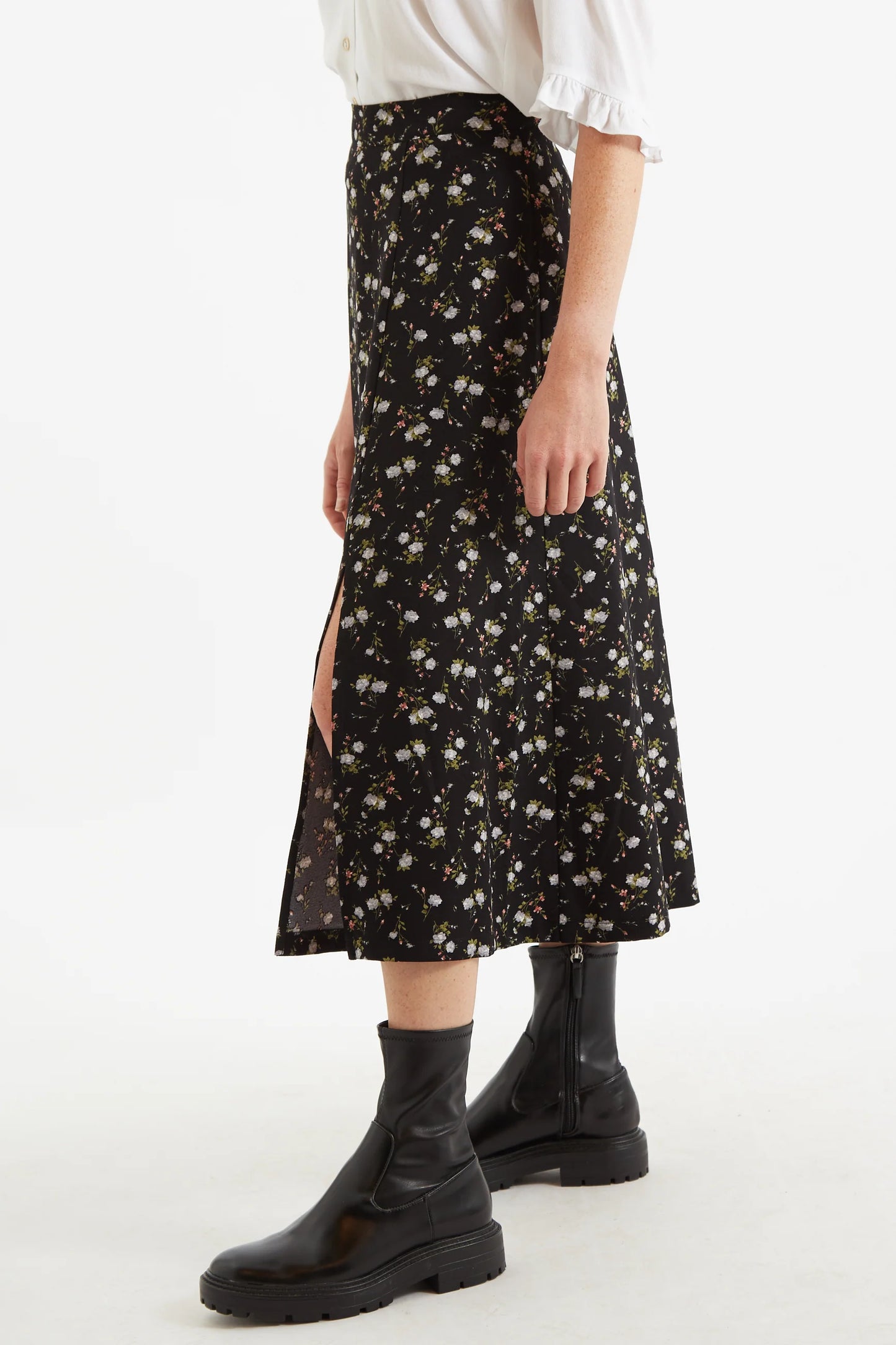 Kiyo Slavic Flowers Midi Skirt