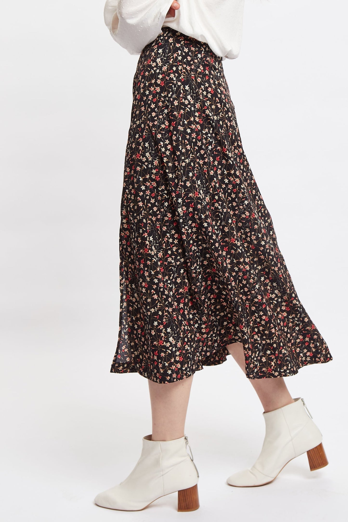 Louche Kiyo Wax Flower Print Midi Skirt