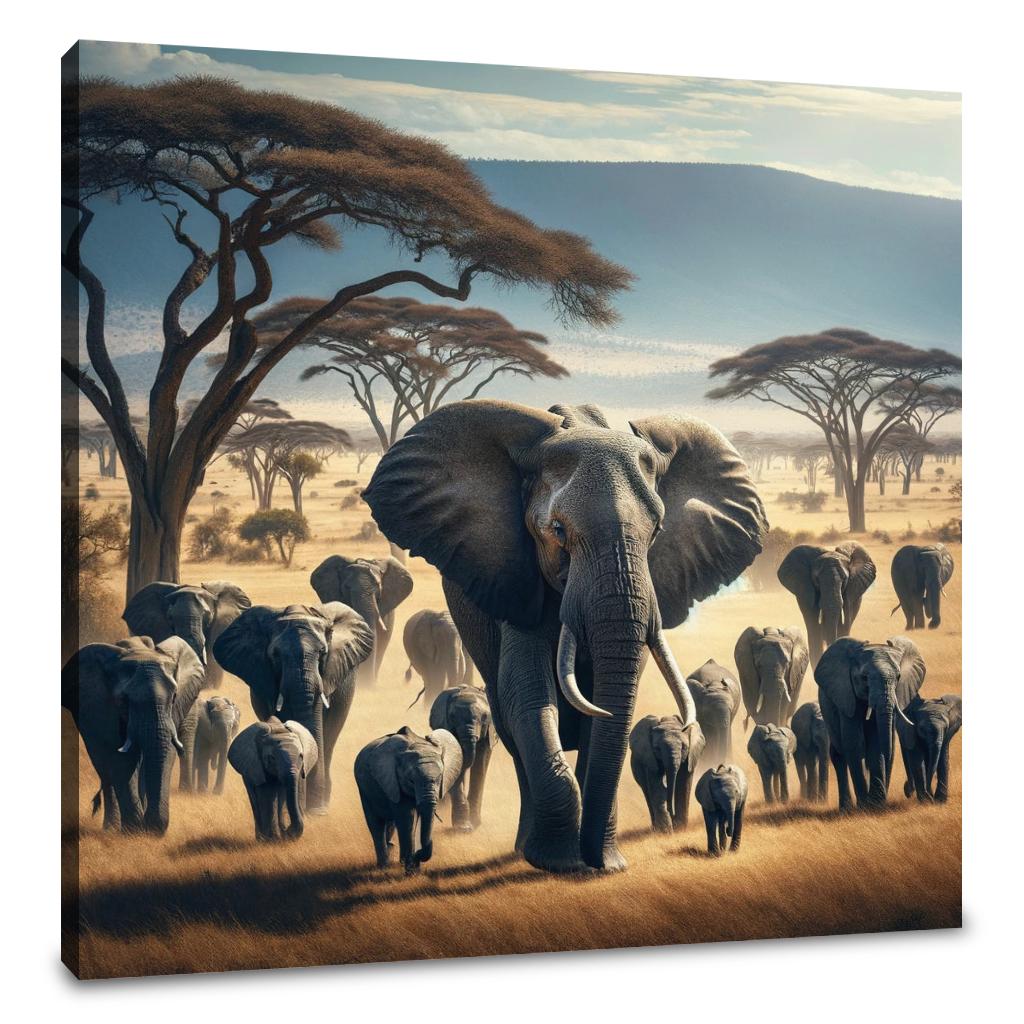 Savannah Elephants Canvas