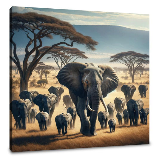 Savannah Elephants Canvas