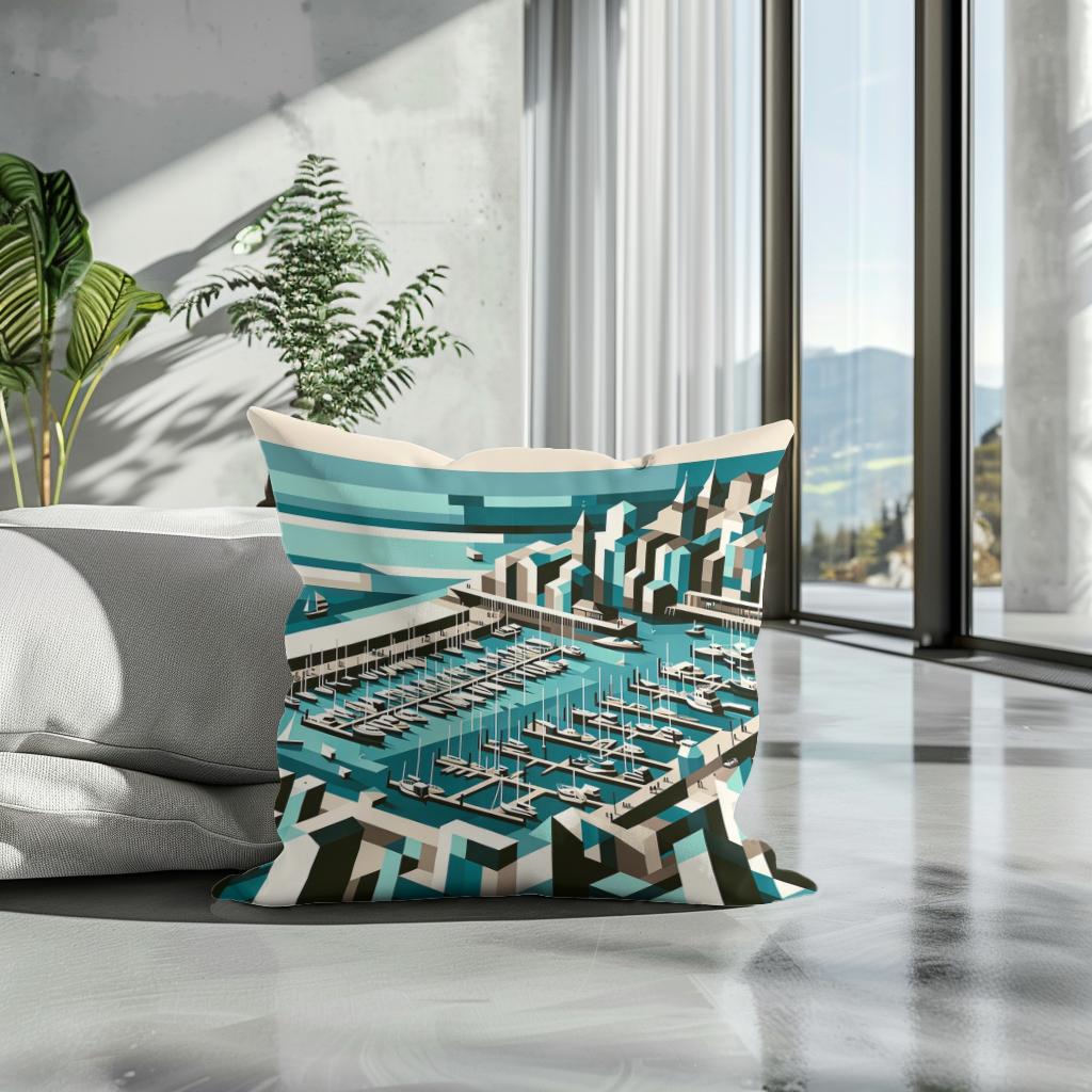 Abstract Brighton Marina Cotton Cushion