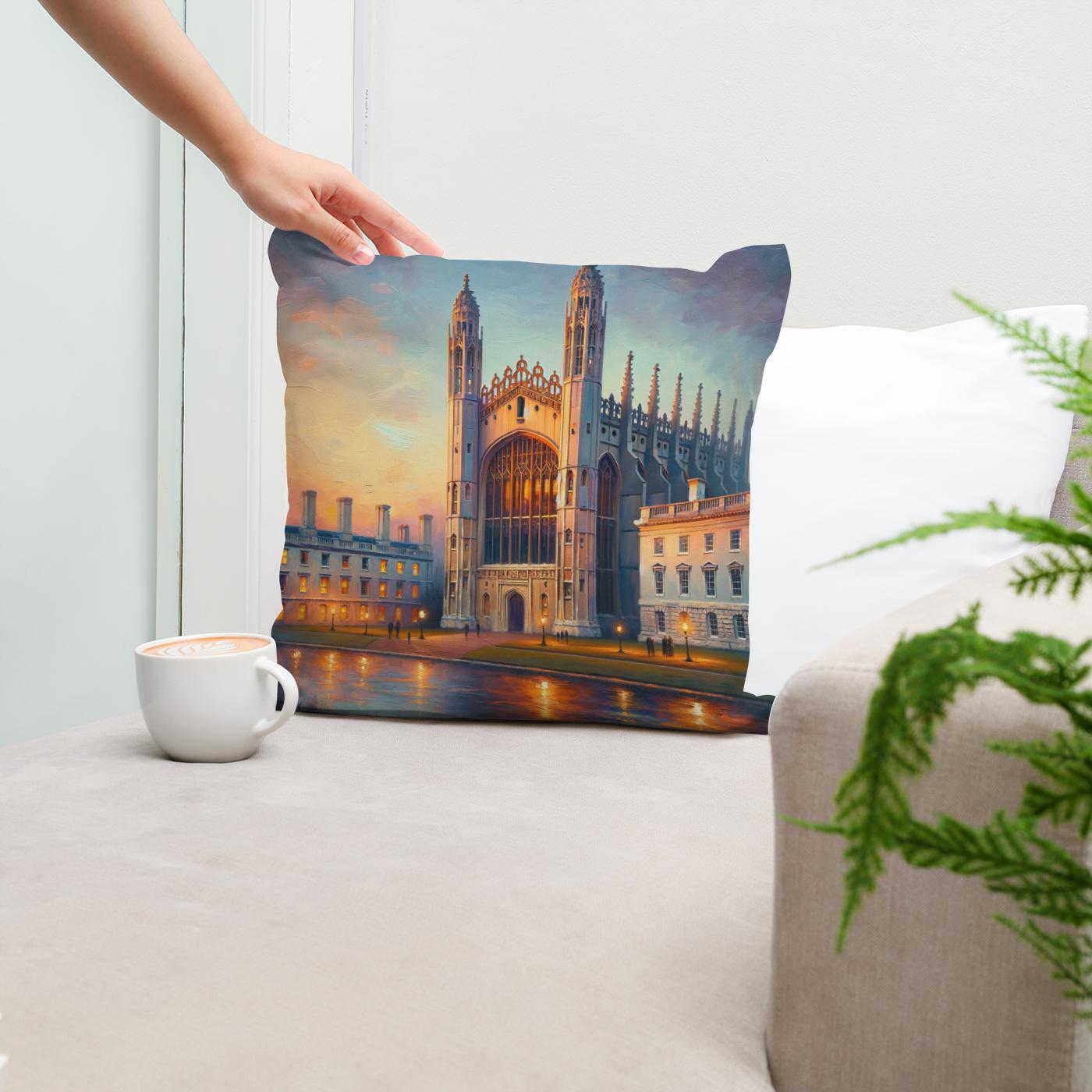 Cambridge King's College Chapel Dusk Impression Cotton Cushion