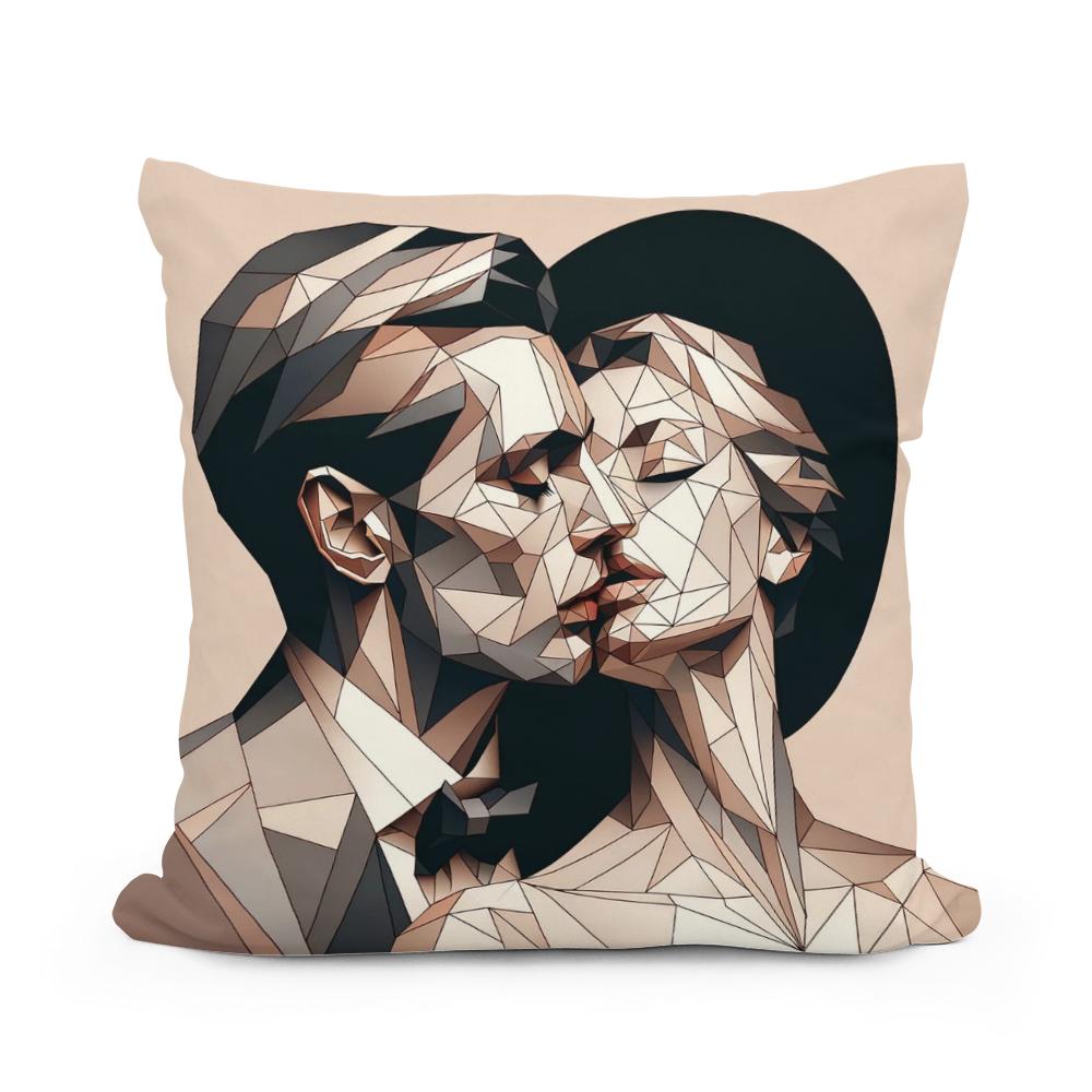 Whisper of Geometric Love Cotton Cushion