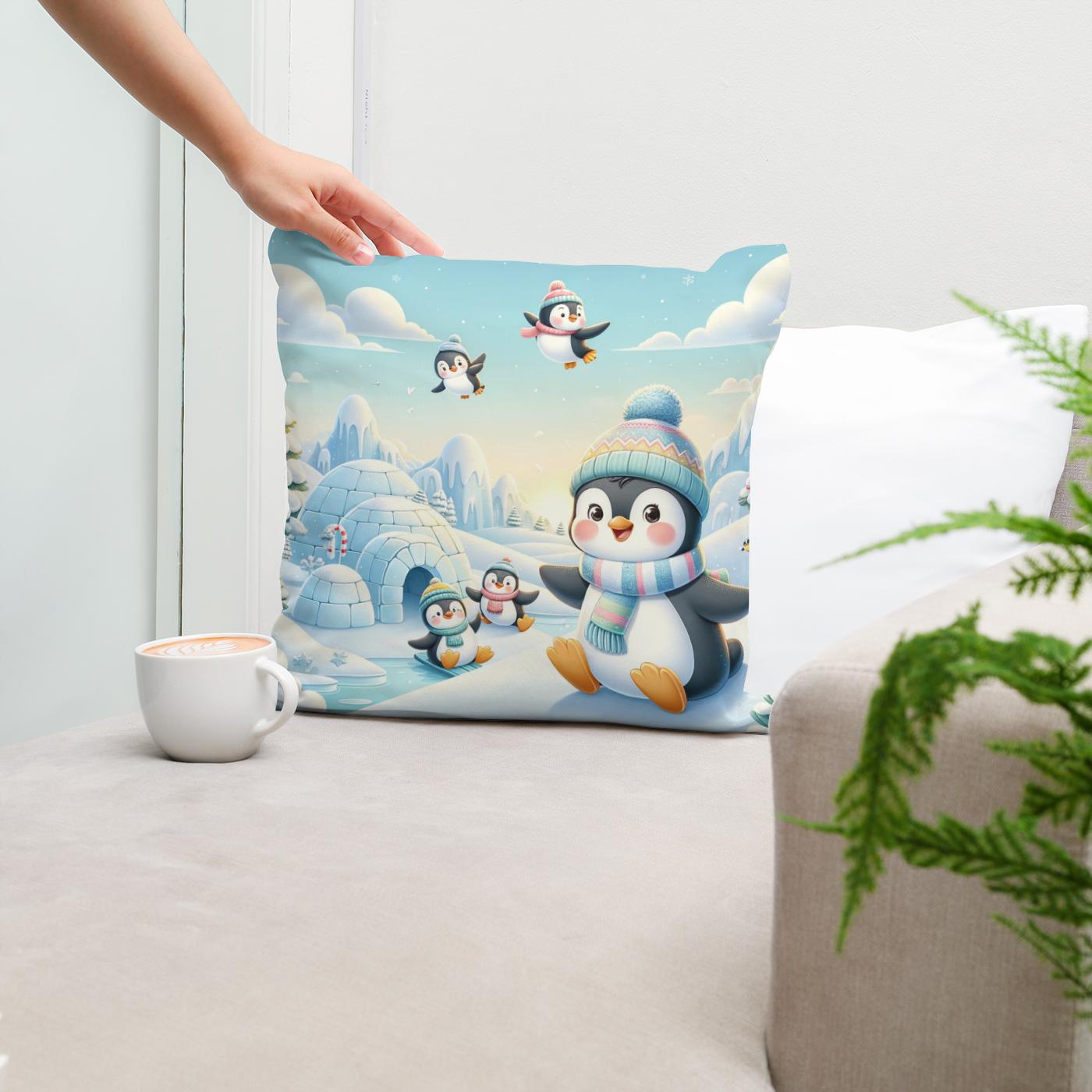 Penguin Frolic Cotton Cushion