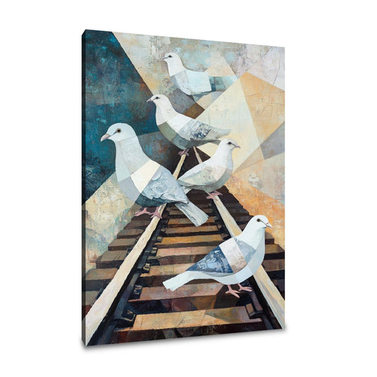 Geometric Doves Railway Canvas