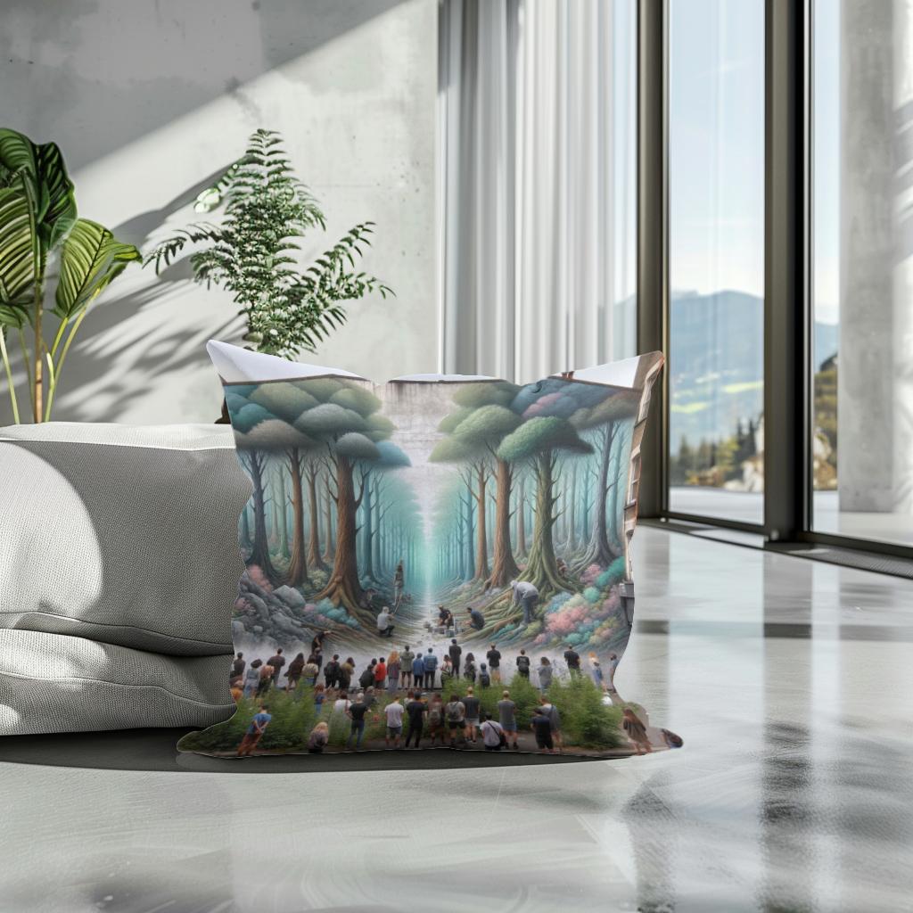 Forest Mural Oasis Cotton Cushion