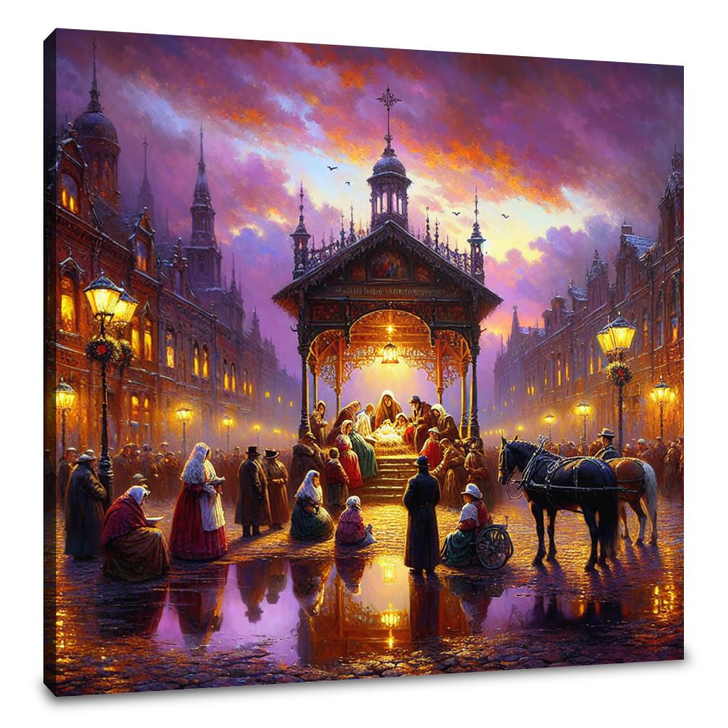 Victorian Nativity Dusk Canvas