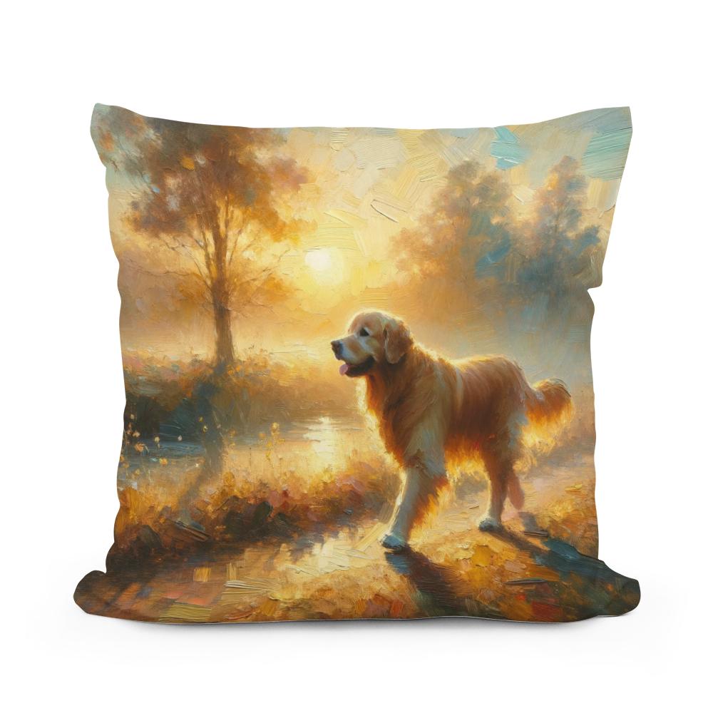 Golden Sunrise Stroll Cotton Cushion