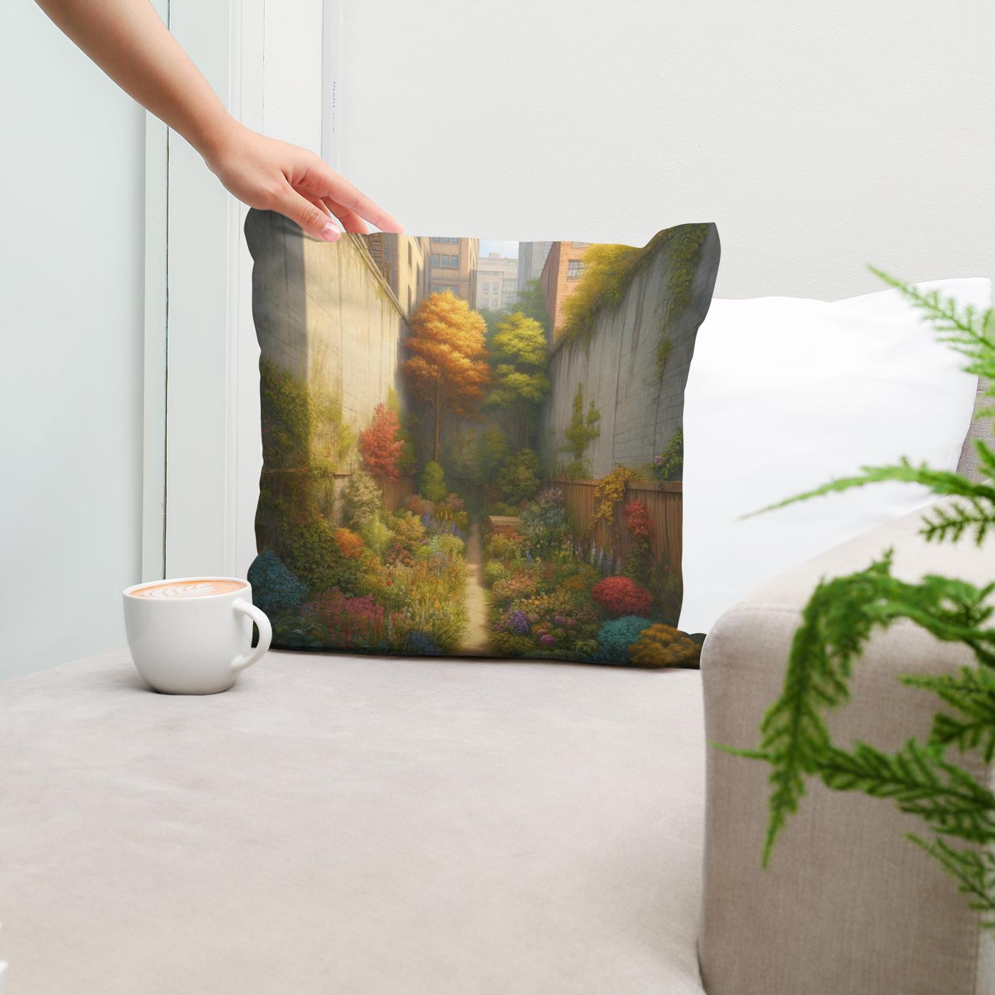 Hidden Autumn Garden Cotton Cushion