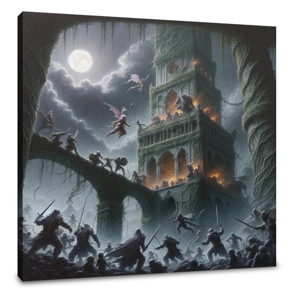 Rescue at the Moonlit Tower Canvas