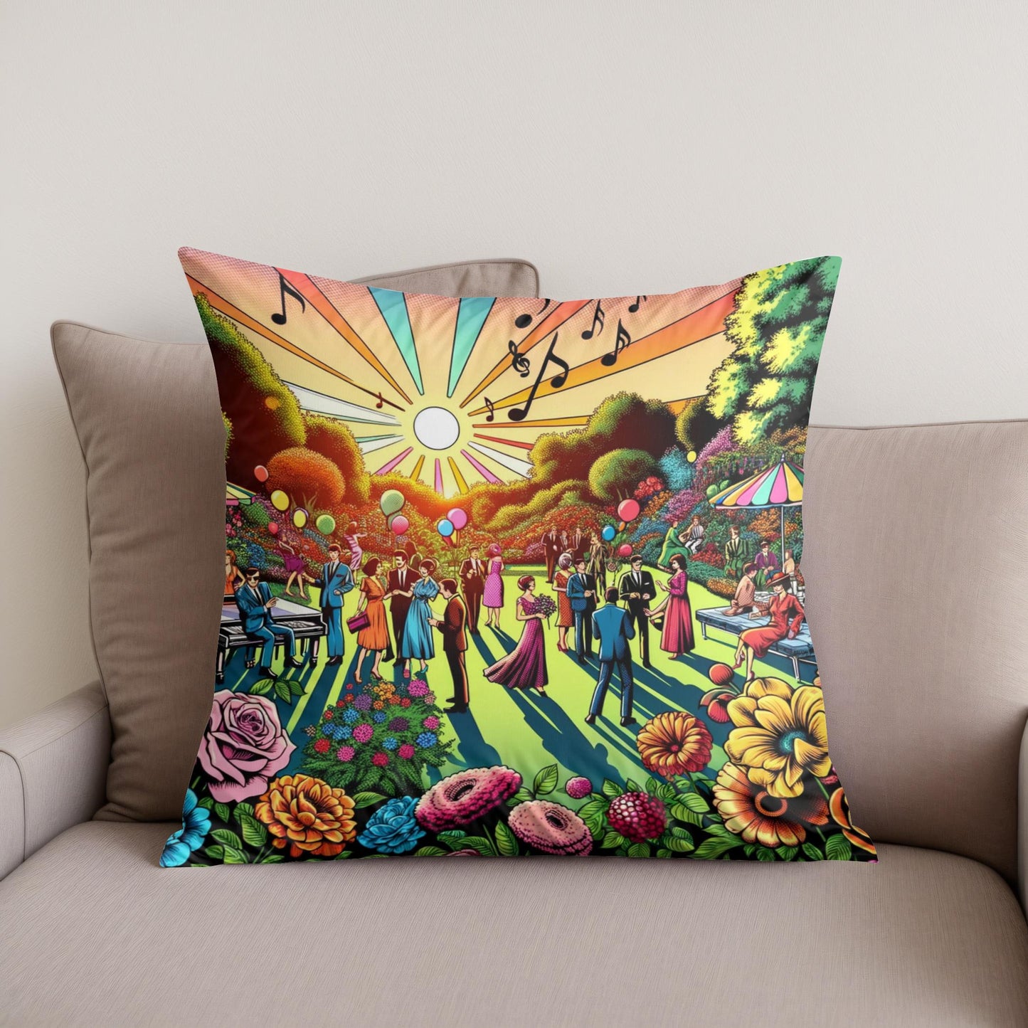 Pop Art Garden Soirée Cotton Cushion