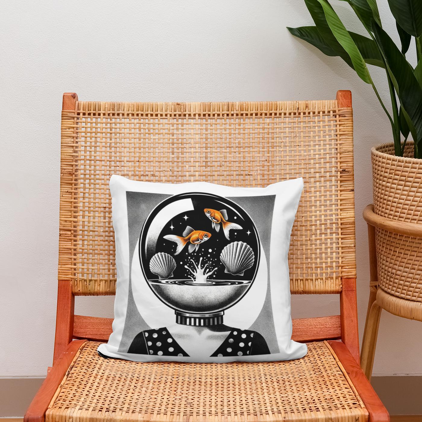 Whimsical Seashell Siren Cotton Cushion