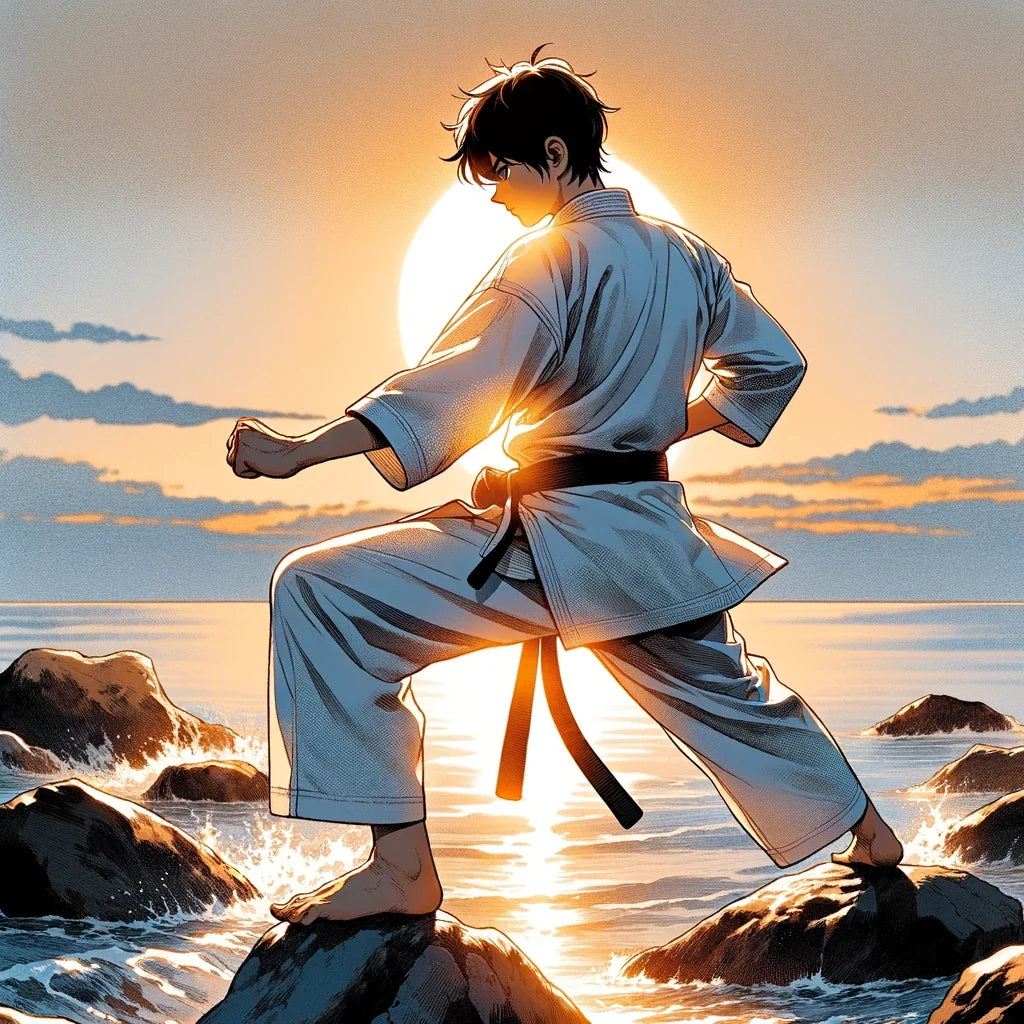 Karateka Sunrise Cotton Cushion