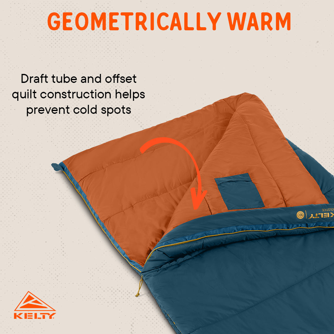 Kelty Solstice 20°F (-7°C) Synthetic Sleeping Bag - One Size - Midnight Navy/Woodthrush
