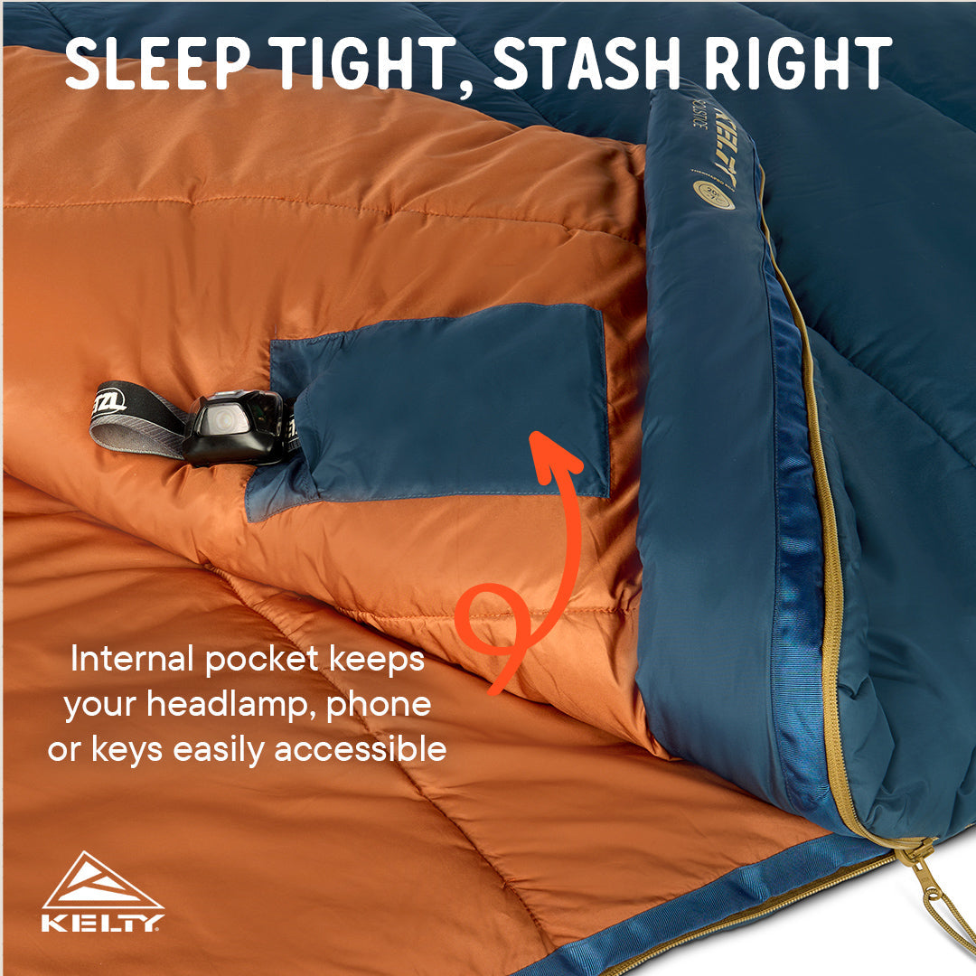 Kelty Solstice 20°F (-7°C) Synthetic Sleeping Bag - One Size - Midnight Navy/Woodthrush