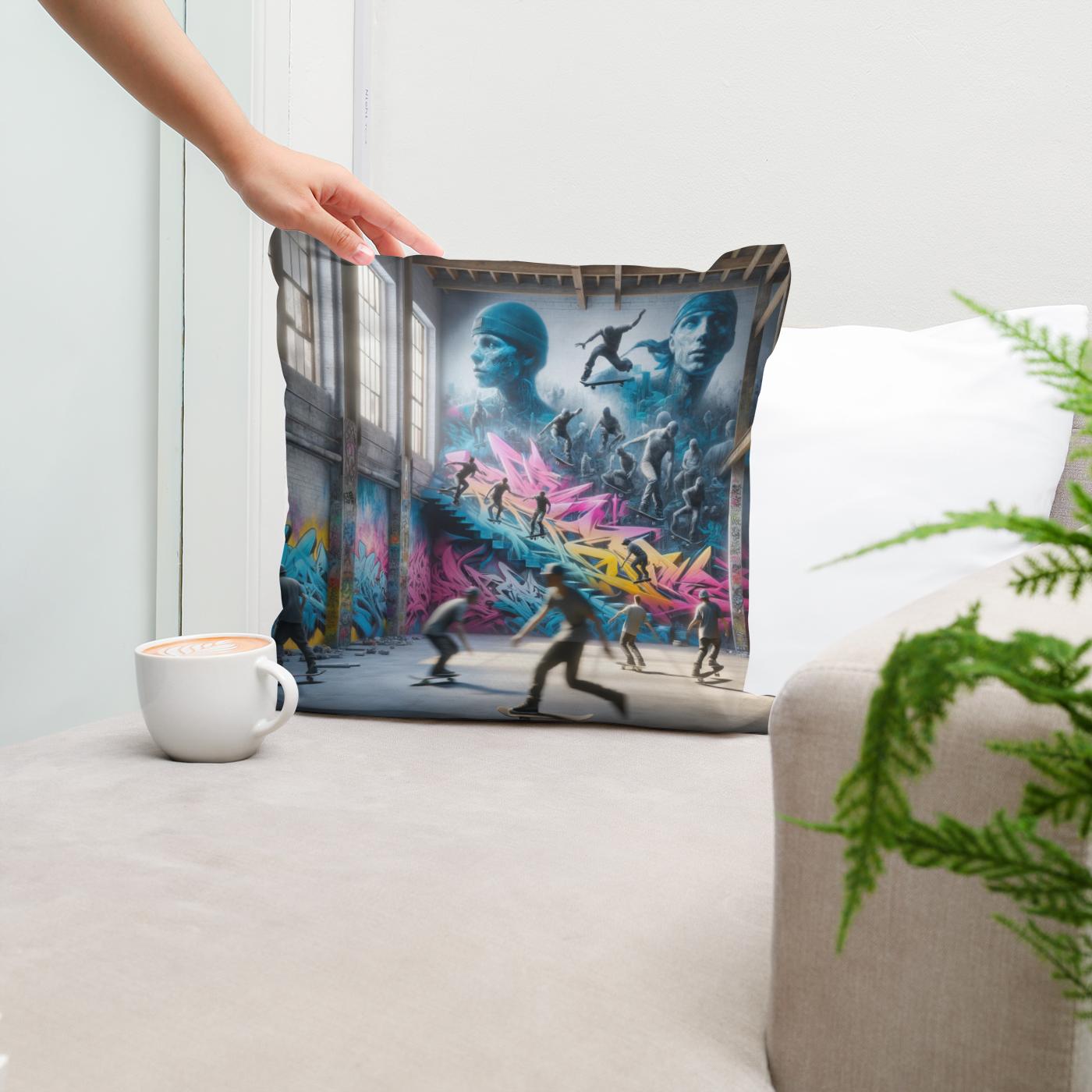 Skateboard Symphony Cotton Cushion