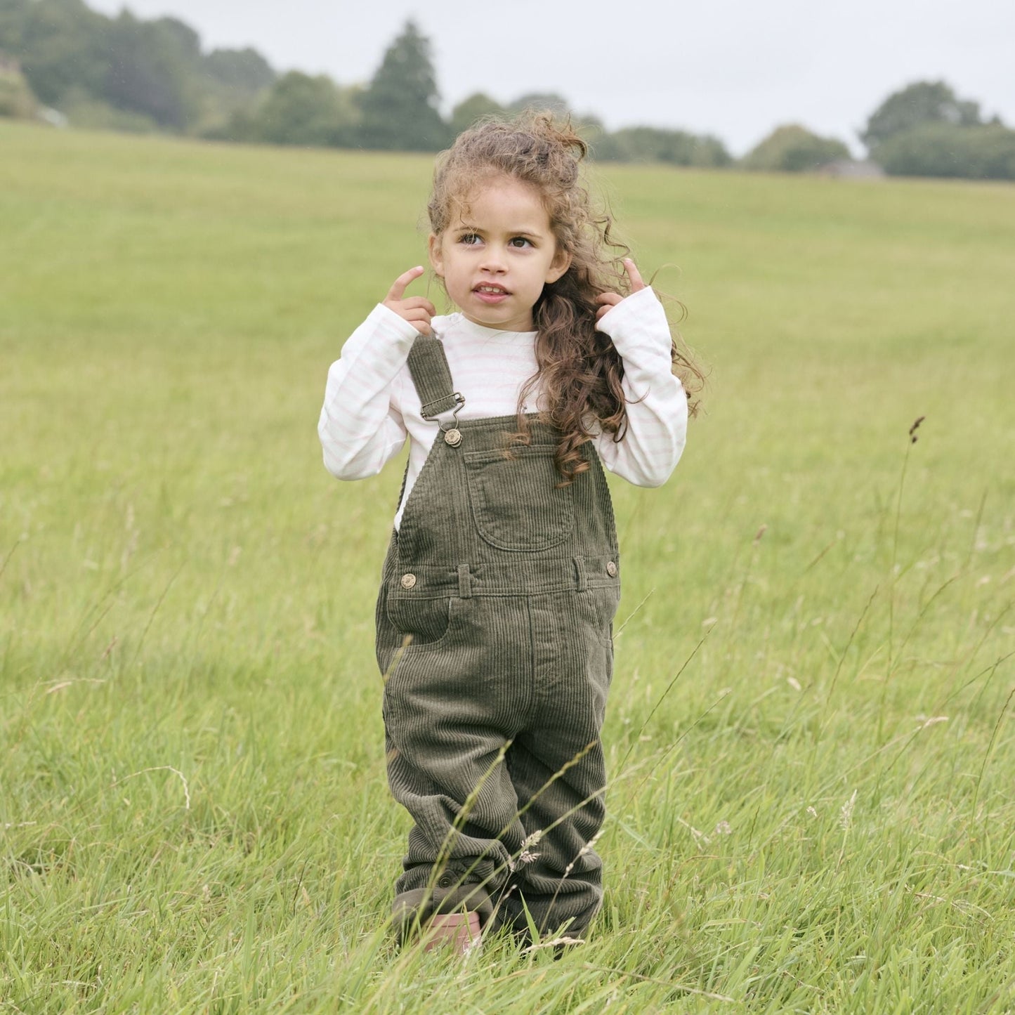 Khaki Chunky Cord Dungarees