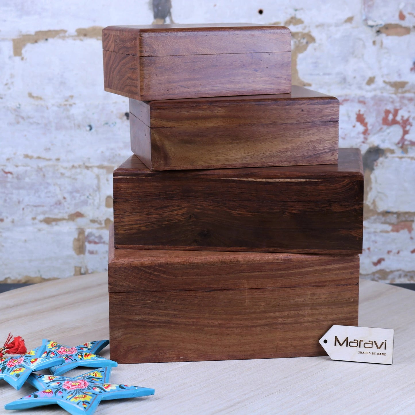 Khalka Plain Wooden Storage Boxes