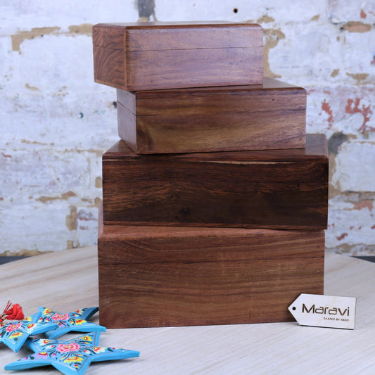 Khalka Plain Wooden Storage Boxes