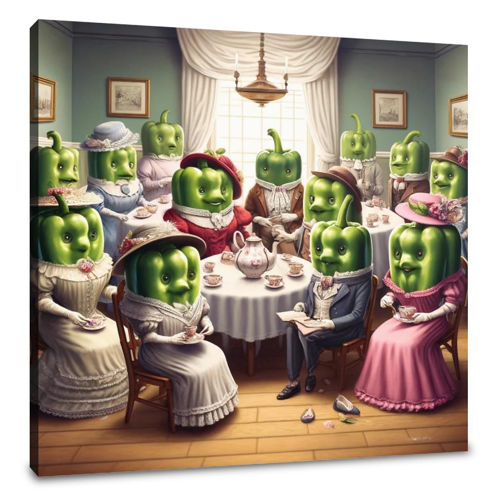 Victorian Pepper Tea Party Canvas