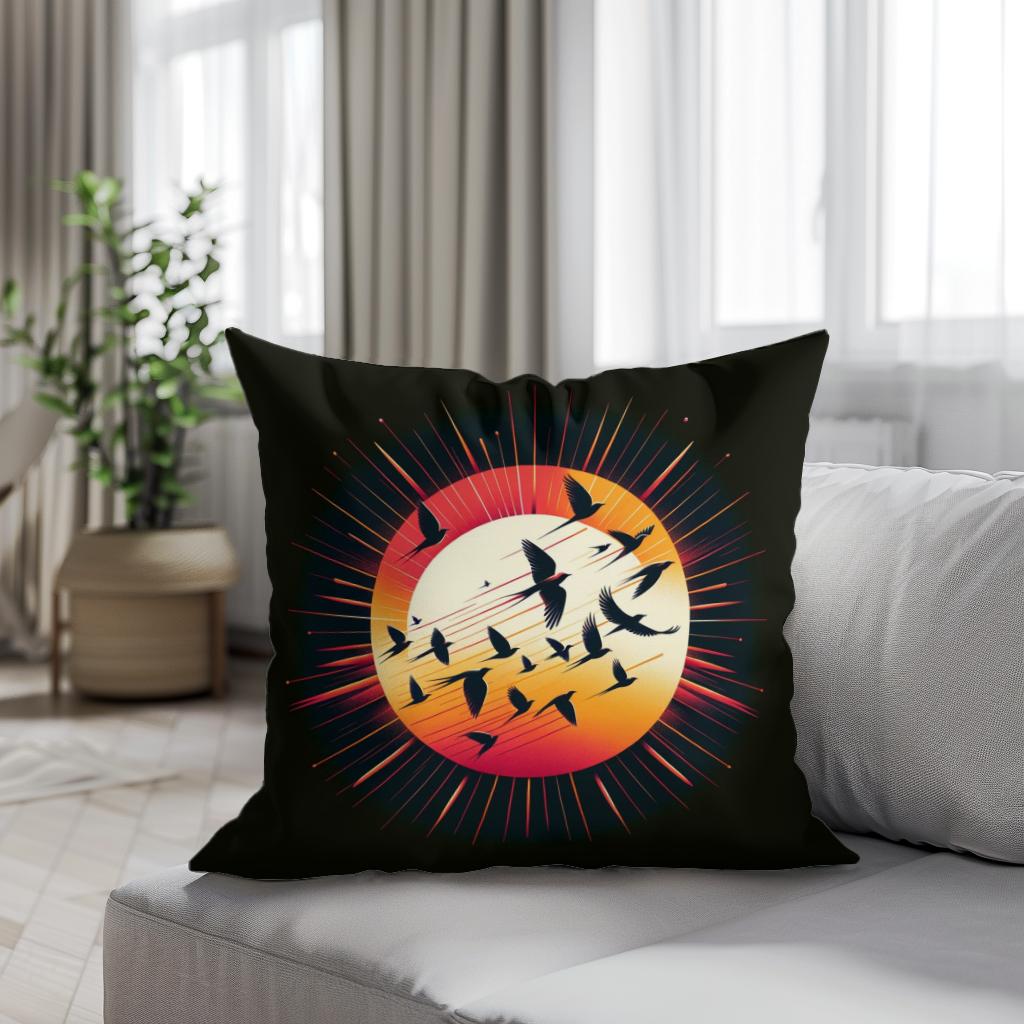 Sunset Avian Symphony Cotton Cushion