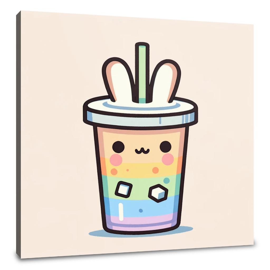 Whimsical Kawaii Latte Canvas