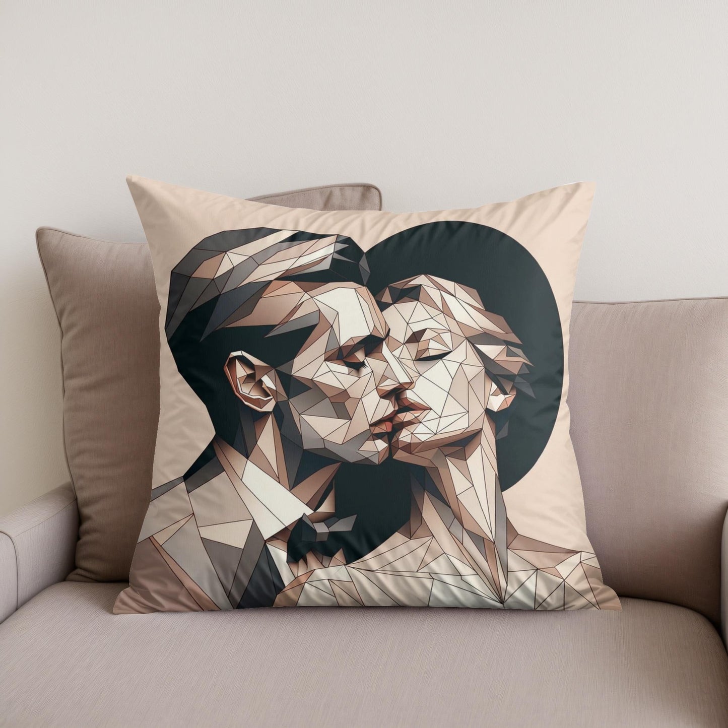 Whisper of Geometric Love Cotton Cushion