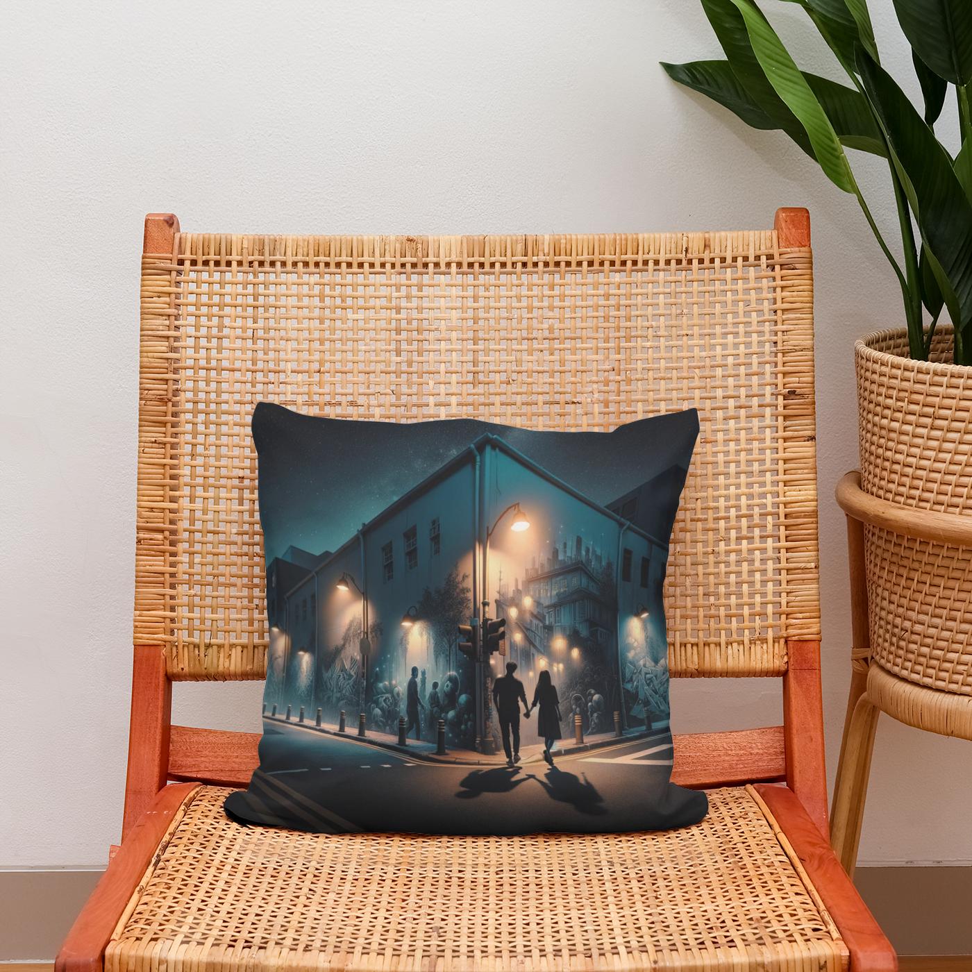 Midnight Mural Walk Cotton Cushion