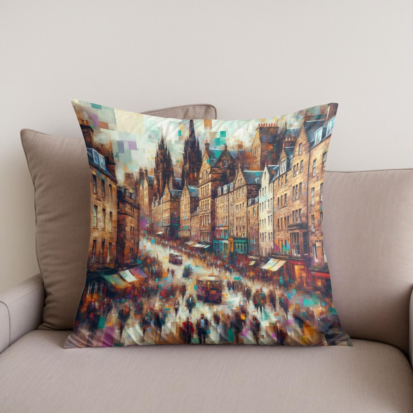 Edinburgh Royal Mile Abstract Essence Cotton Cushion