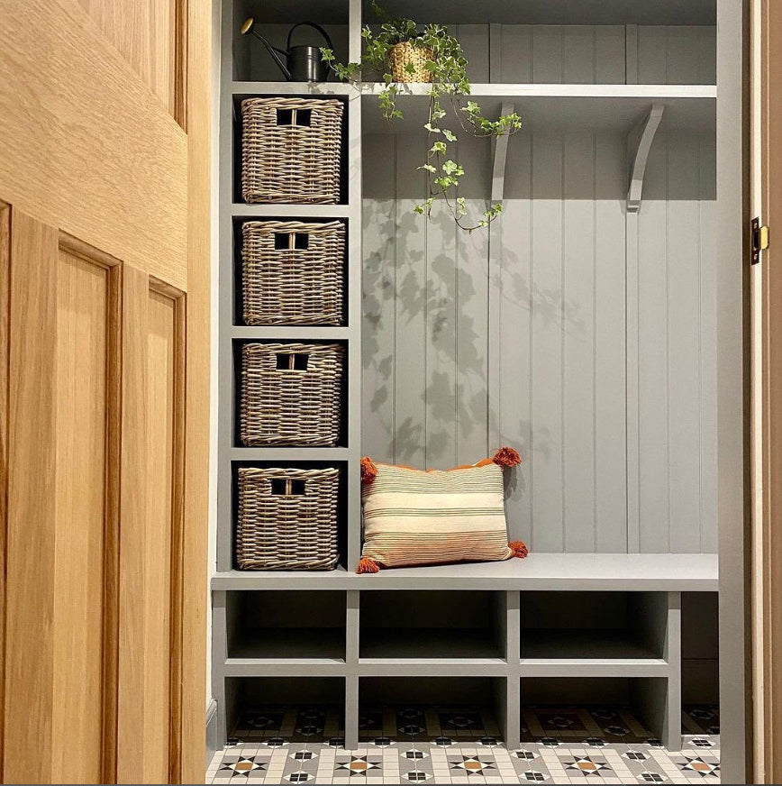 Set of 2 Square Kubu Rattan Storage Baskets