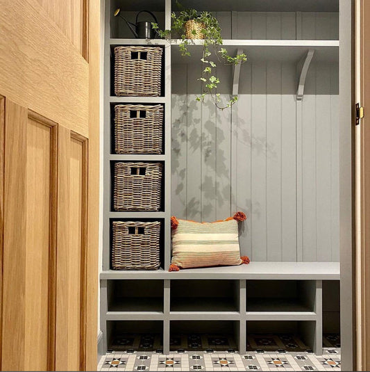 Set of 2 Square Kubu Rattan Storage Baskets