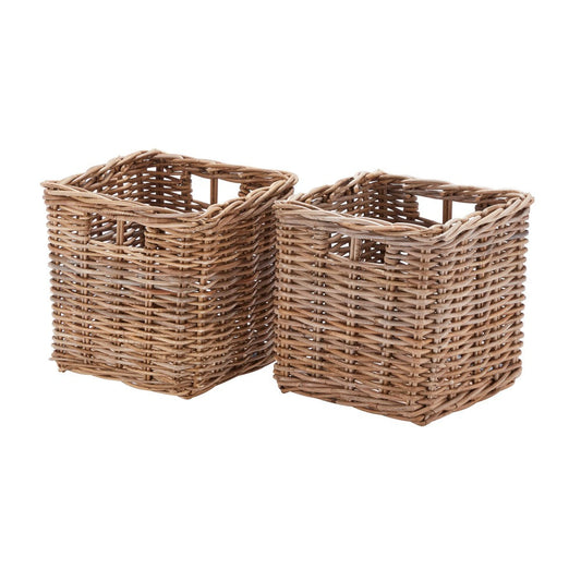Set of 2 Square Kubu Rattan Storage Baskets