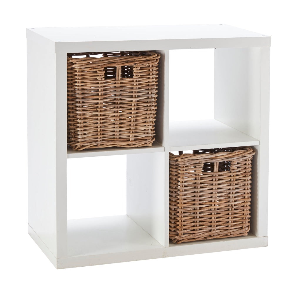 Set of 2 Square Kubu Rattan Storage Baskets