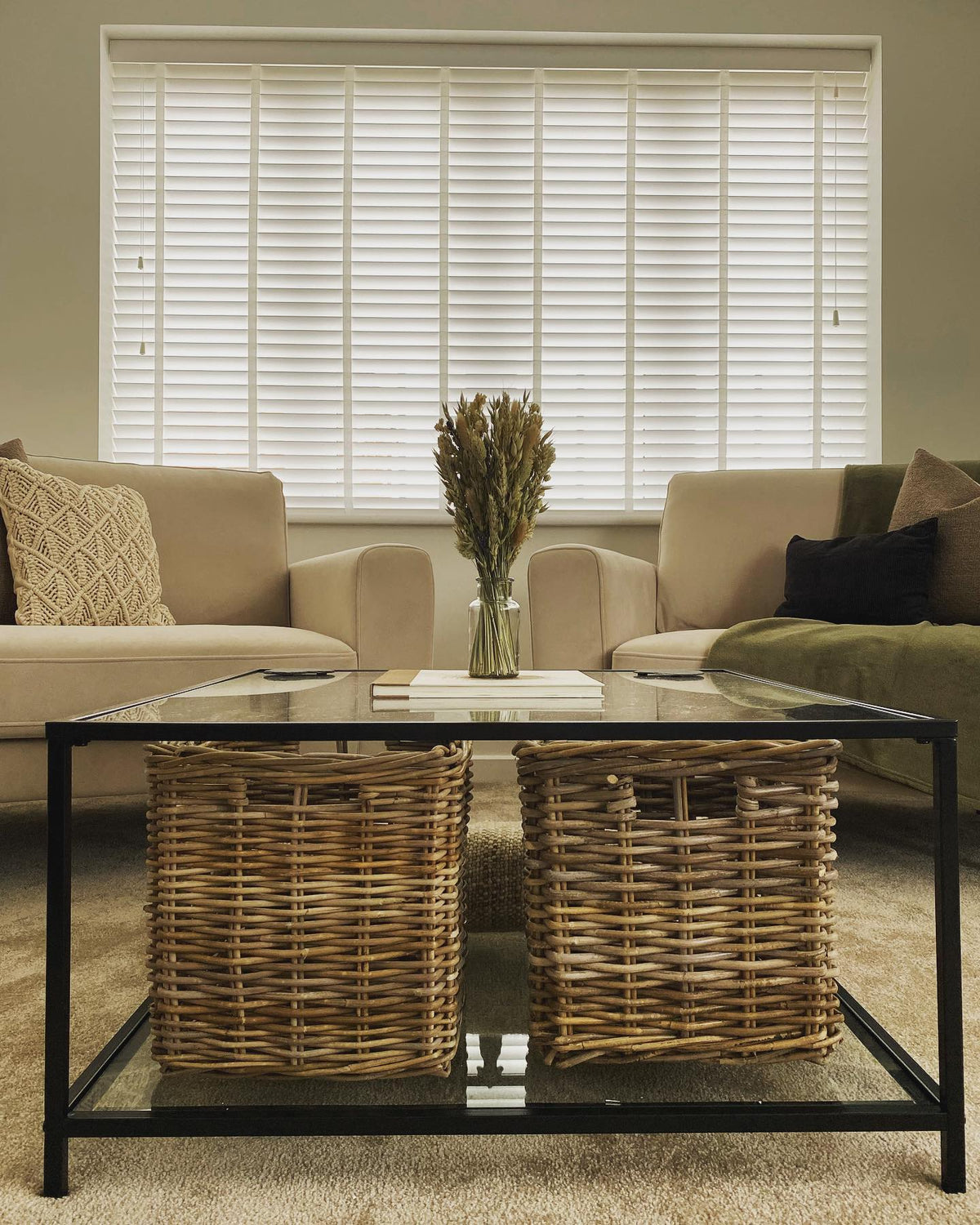 Set of 2 Square Kubu Rattan Storage Baskets